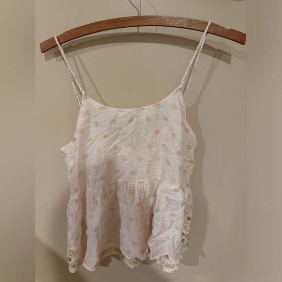 Abercrombie & Fitch cream Sequin Embroidered Peplum Tank:XS - Picture 2 of 4
